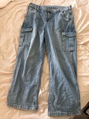 GAP Light Blue Loose Cargo Mid-Rise Jeans